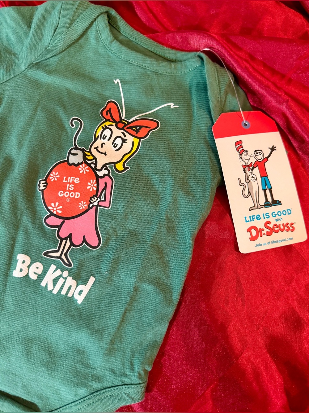 Life Is Good Baby Cindy-Lou Christmas Short-Sleeve Crusher Bodysuit BRAND NWT